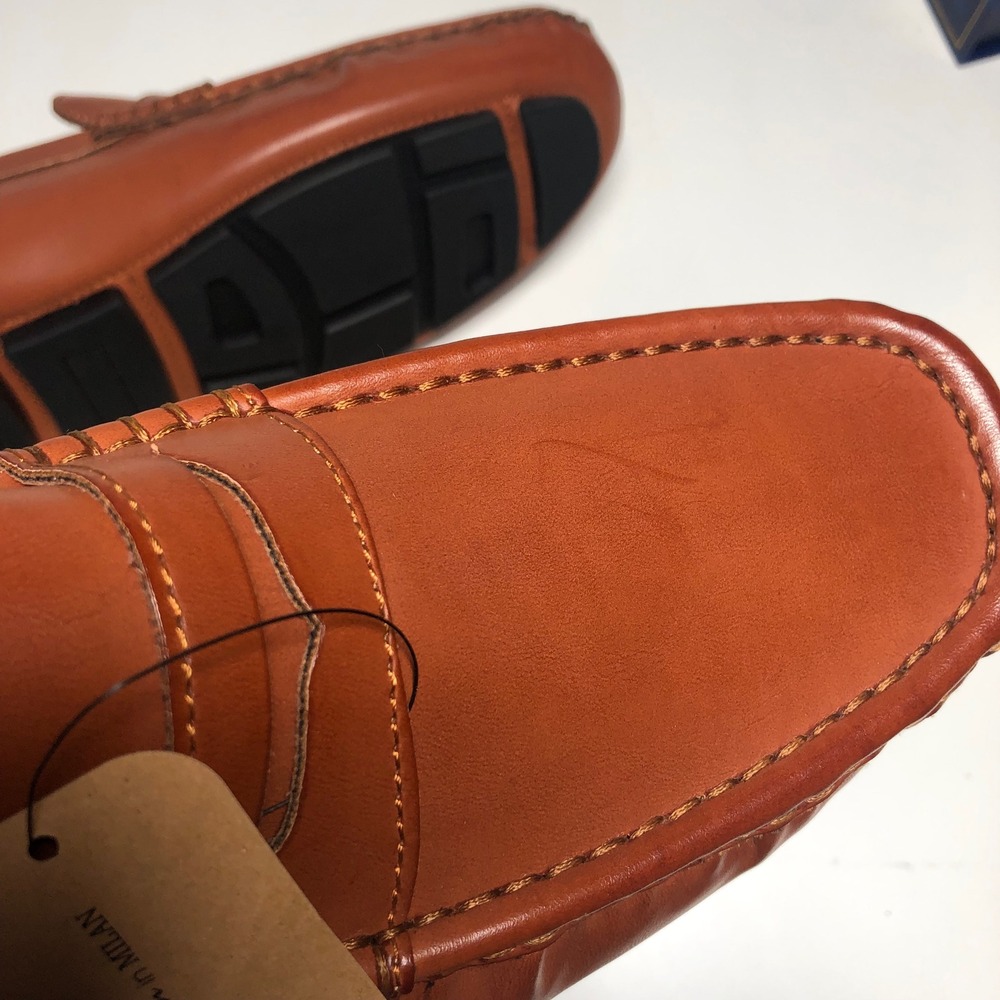Jousen Penny Loafer Mens 9.5 Tan AMY3059 Driving Shoe Slip On Square Toe NEW - Picture 6 of 9